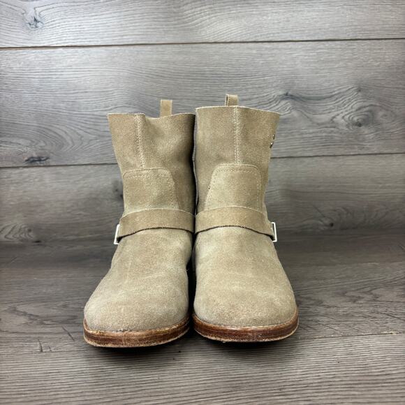 Joie Hoxton Strap Buckle Boots Womens 40 Beige/Tan Suede Round Toe Ankle Booties - Picture 3 of 12